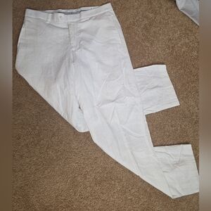 Paulo Solari Men's White Pants Modern Fit Size 34x32 Linen Mix 2374AB
